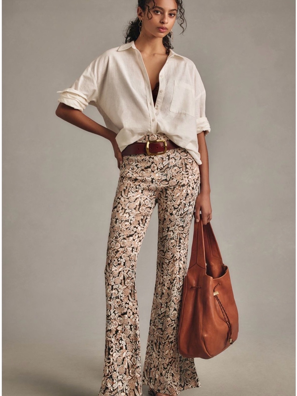 Anthropologie Satin Flare Pants